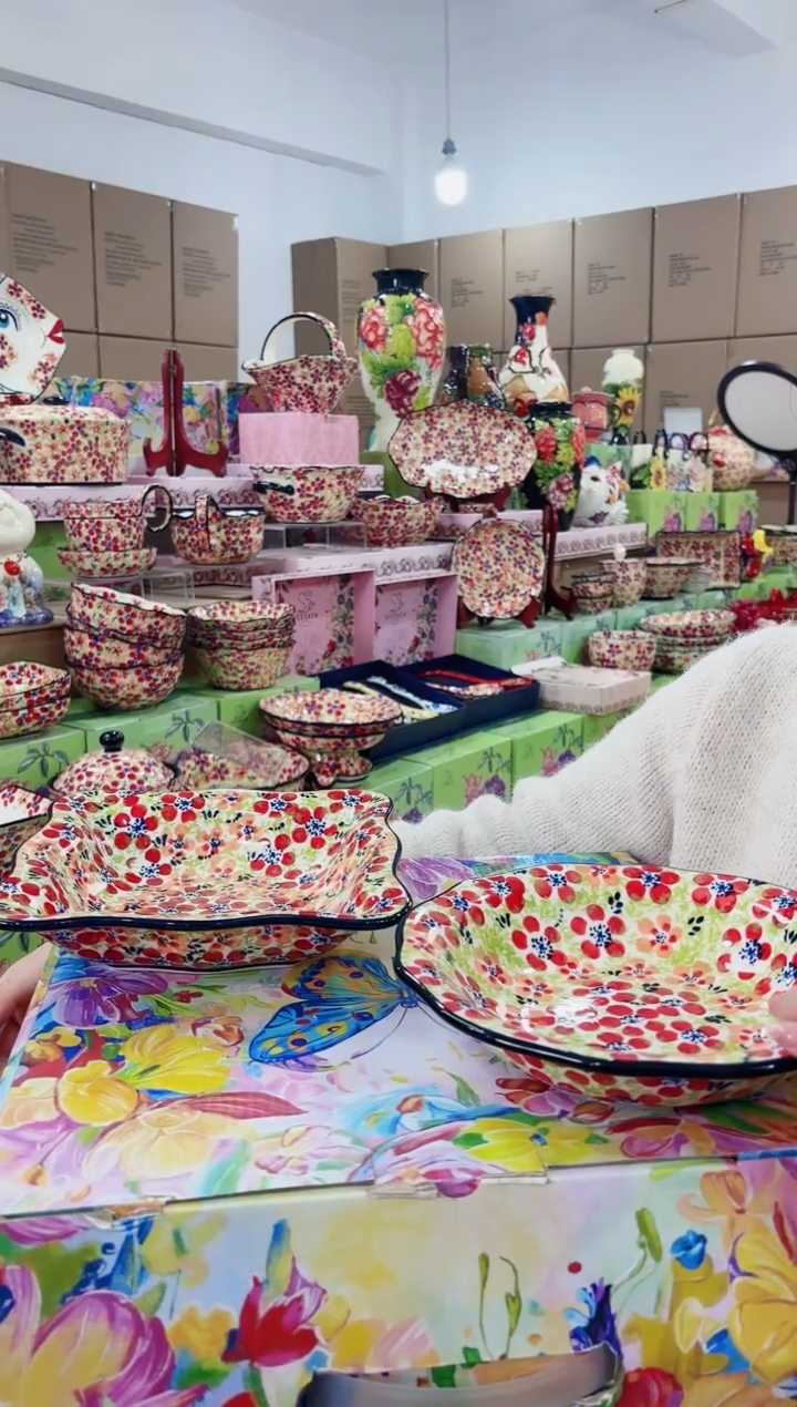 瓷8英寸盘四个（草帽*2四方汤*2）-粉黛