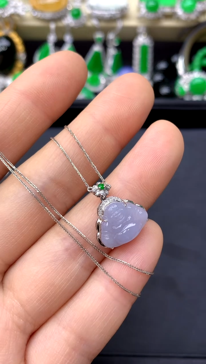 颈饰18K金镶嵌翡翠239-中国好珍宝