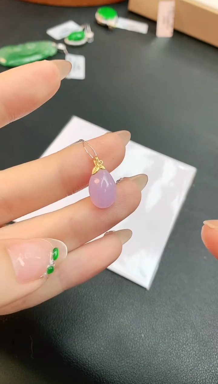 【闪购商品】翡翠颈饰18K金镶嵌赠礼盒证书 珍珍