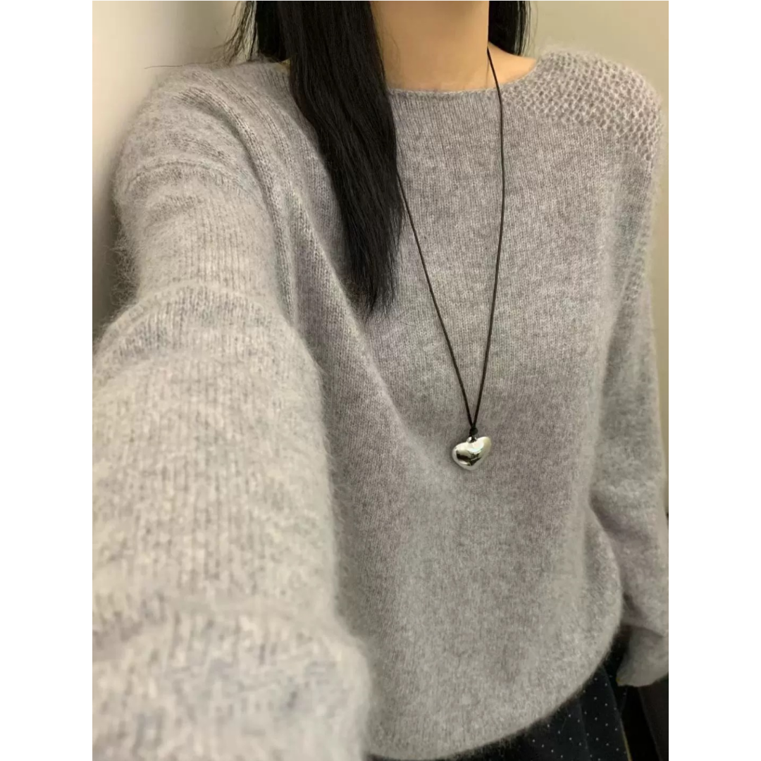 3594【一字领肩部镂空毛衣】秋季新款女士韩版落肩款时尚毛衣