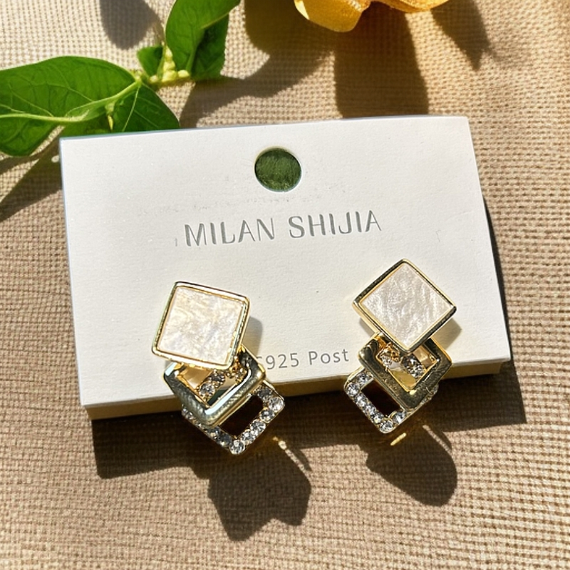 合金贝壳耳饰 小众时尚金色几何简约复古轻奢风设计感