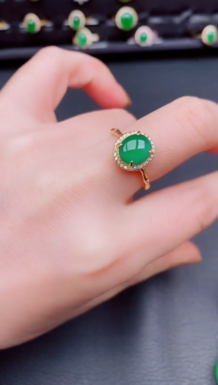 【闪购商品】翡翠戒指银S925镶嵌天然a货翡翠39