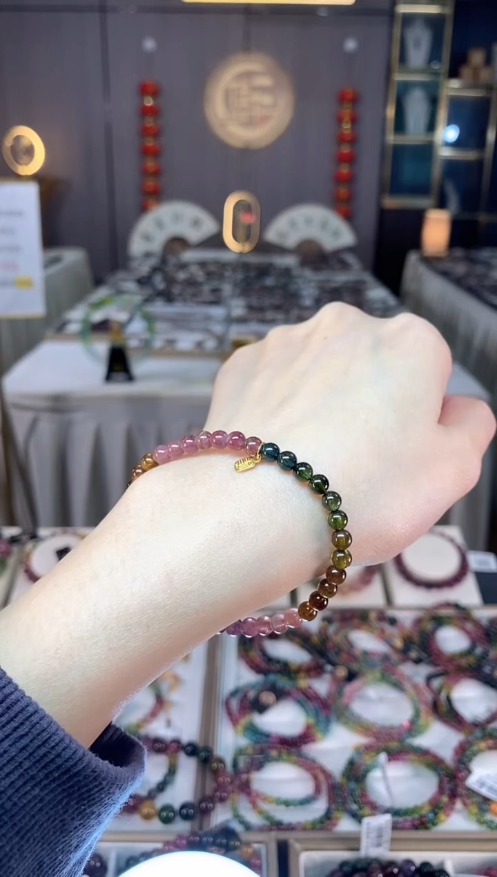 未镶嵌老矿碧玺单圈手串4mm+碧玺dan多样性发货一条