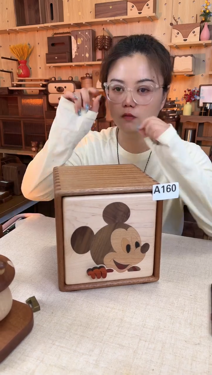 木160乌檀木实木米奇收纳柜