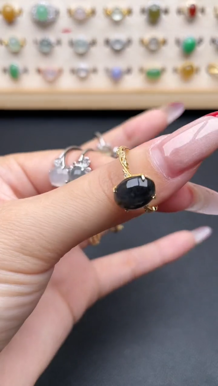 【闪购商品】翡翠戒指银S925镶嵌一物一证一礼盒