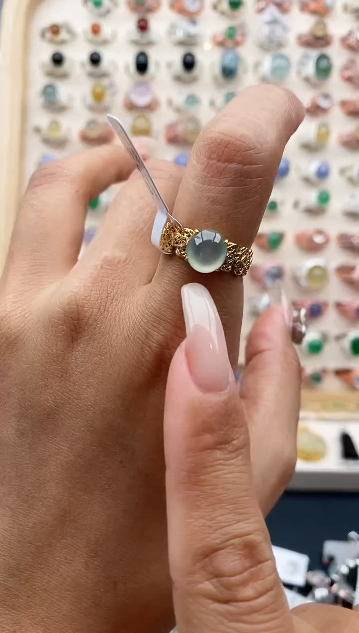 【闪购商品】翡翠戒指银S925镶嵌缅甸天然A货翡翠111    2-1