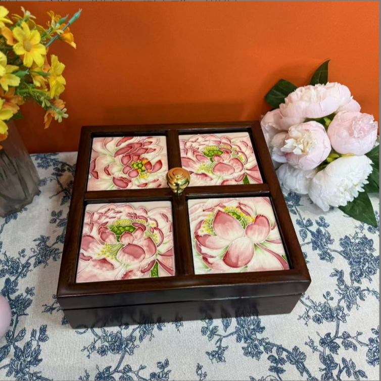 年货【覌舆】家用大气收纳多功能复古客厅陶瓷精美摆件中式创意手工