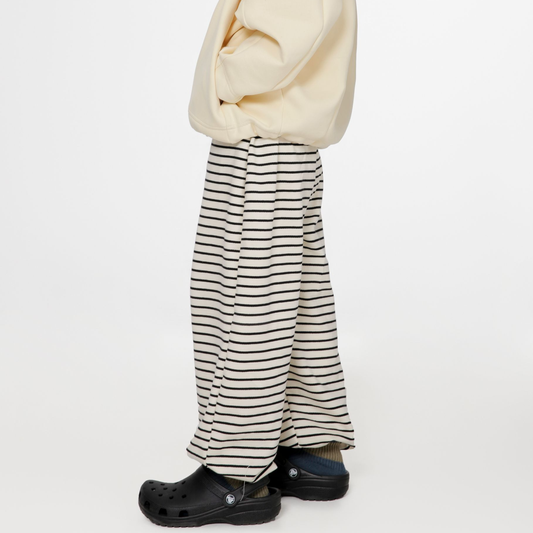 丘棠25春夏新品 条纹控必入针织毛圈棉收脚运动休闲裤252028