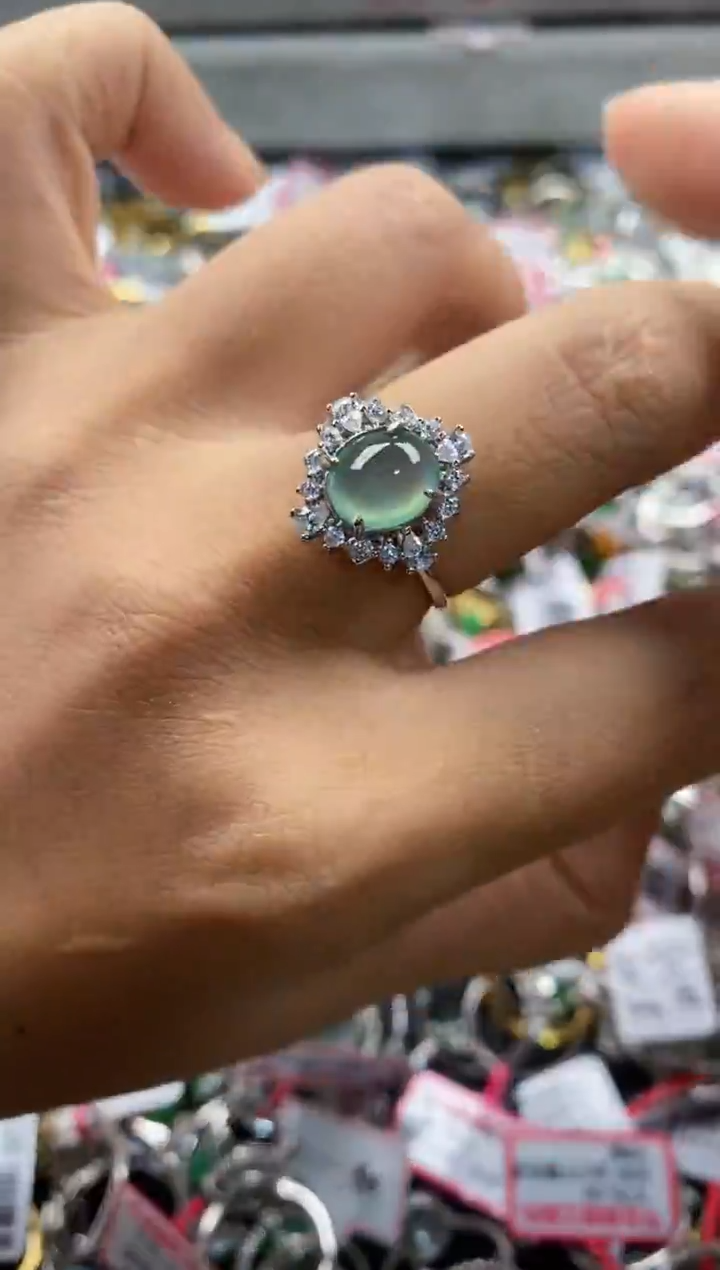 银S925镶嵌戒指翡翠222                 1