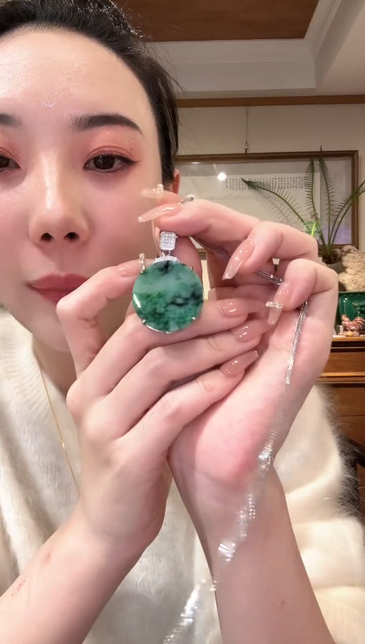 【闪购商品】翡翠颈饰银S925镶嵌国风