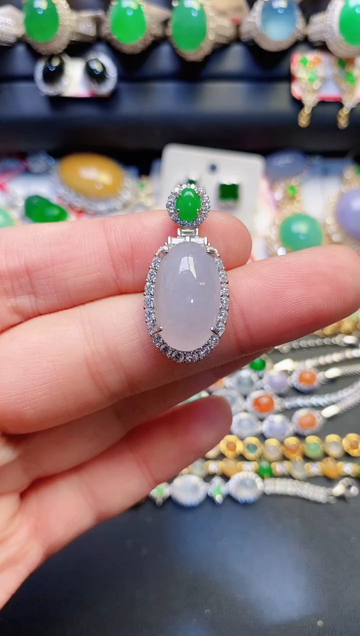 银S925镶嵌戒指翡翠天然