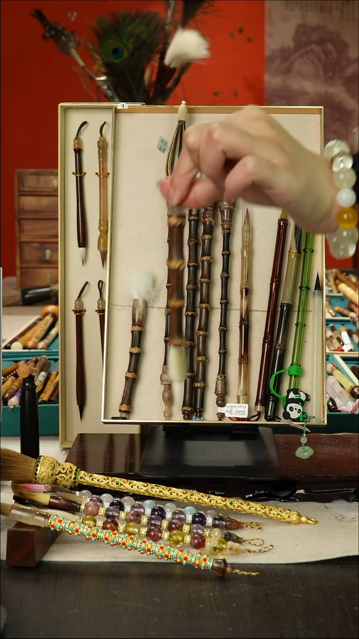 415号闪孤品高货毛笔链接 清水试笔 蘸墨不退