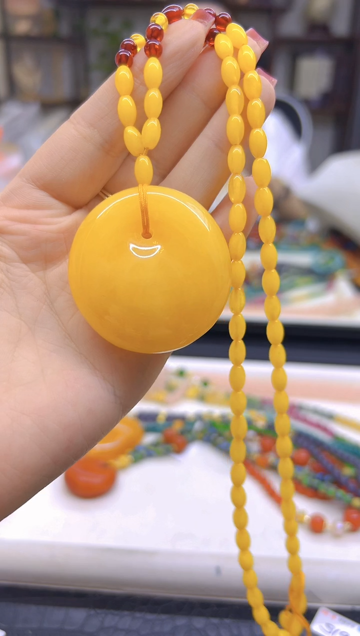 蜜蜡毛衣链未镶嵌DIY款M662