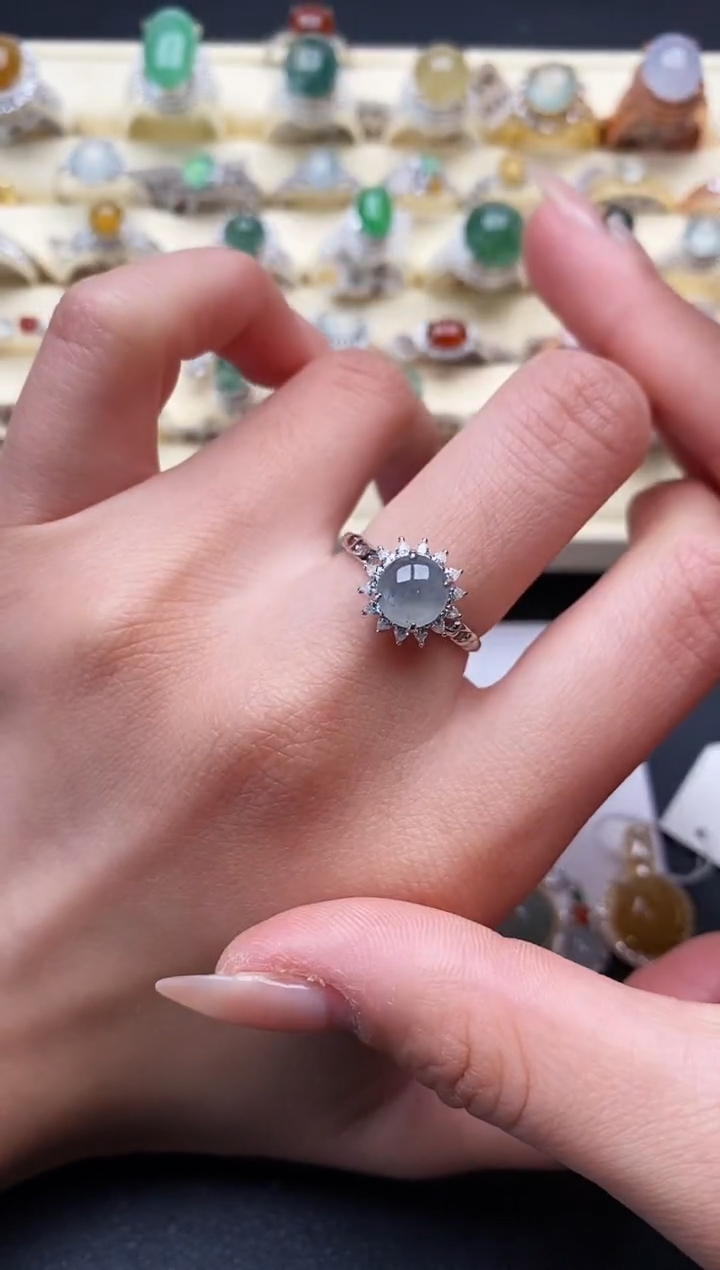 【闪购商品】翡翠戒指银S925镶嵌1111111+1