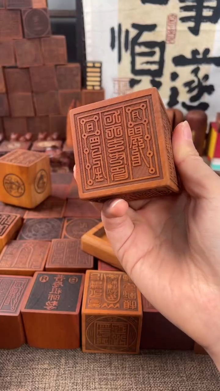 【闪购商品】木枣木六面印配底座