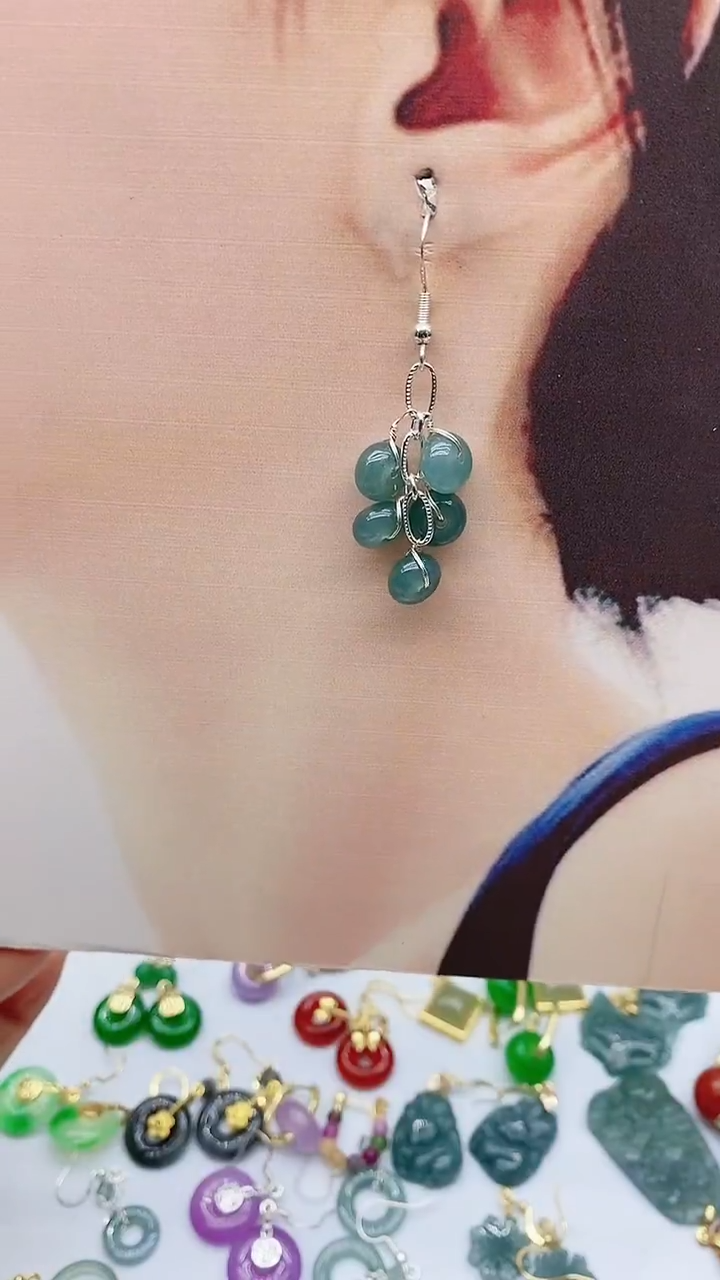 未镶嵌石英质玉（天山翠）耳饰209