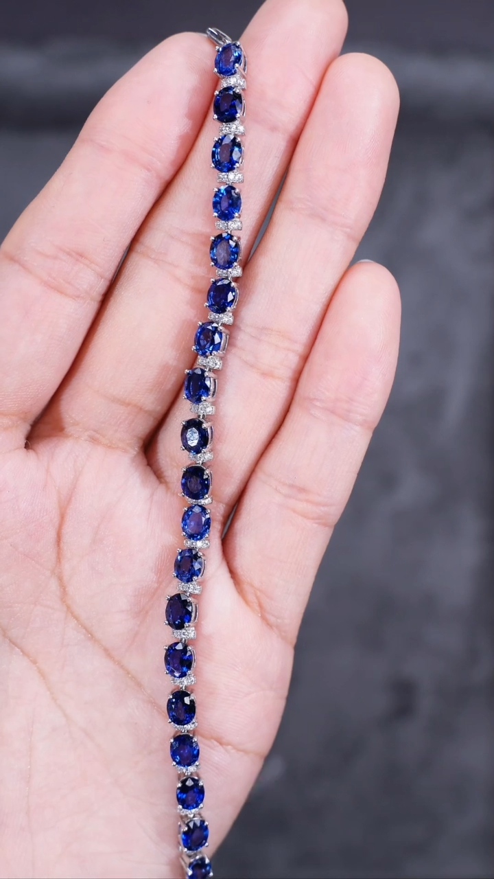 【闪购商品】蓝宝石手链银S925镶嵌手链