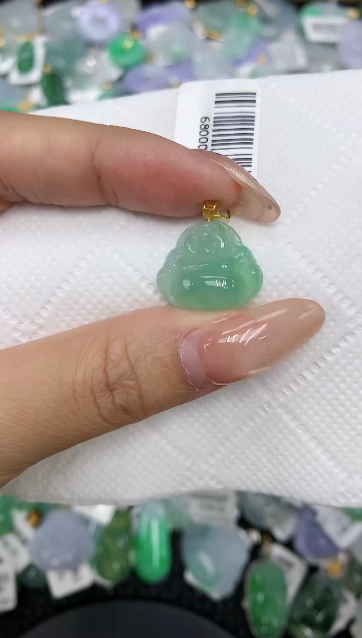 颈饰18K金镶嵌翡翠a货支持复检百元以上9元证书费自理