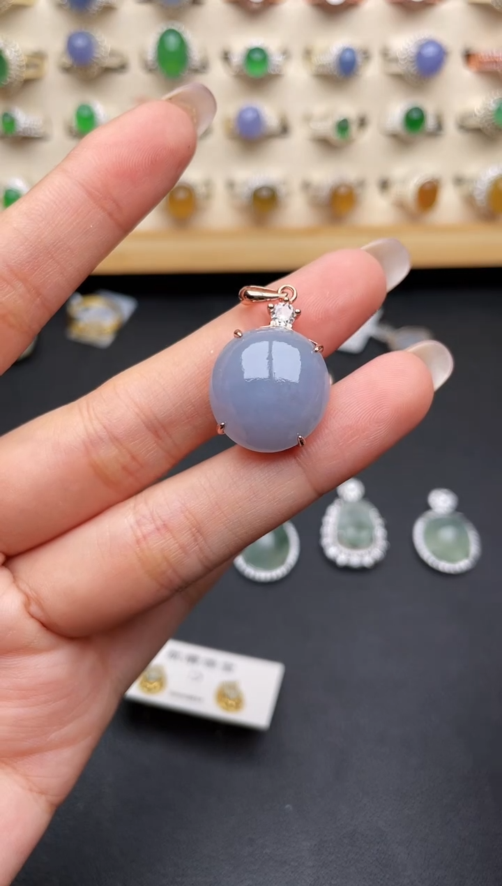 翡翠戒指银S925镶嵌一物一证一礼盒