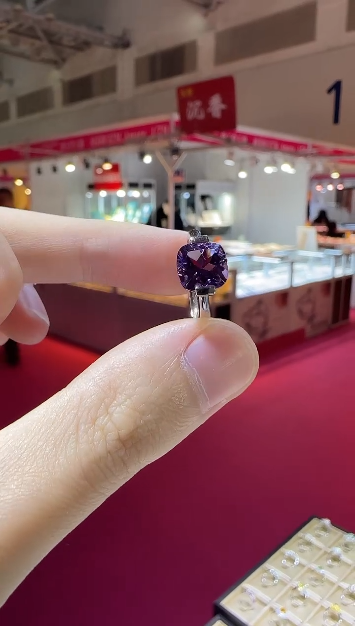 银S925镶嵌戒指紫晶帝王紫10mm
