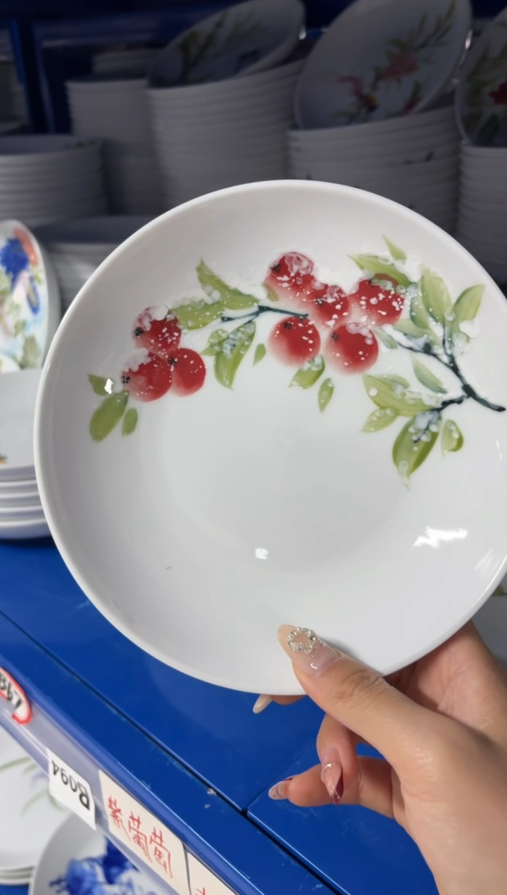 瓷片景德镇高温陶瓷食品级手绘釉中彩-浅盘