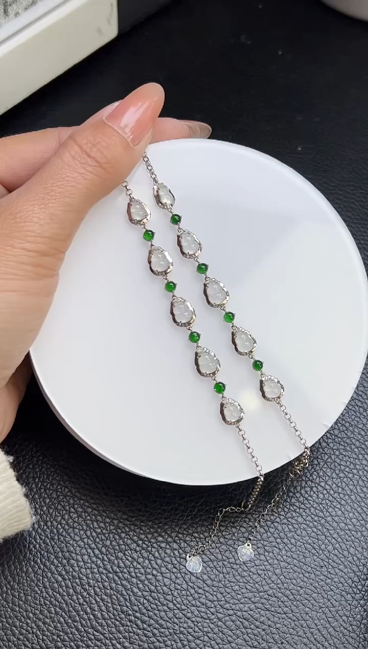 【闪购商品】翡翠手链18K金镶嵌M1080-1 葫芦手链多样性发一