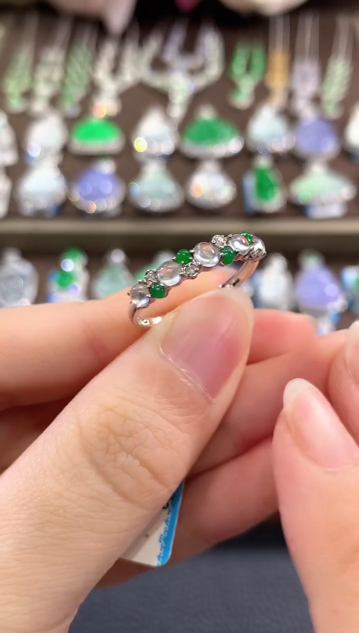 18K金镶嵌戒指翡翠b26 多样性一件发货