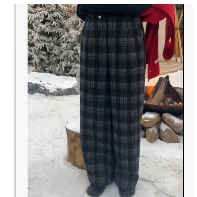 太好看了 冬季加绒加厚格子休闲百搭时尚直筒格子裤休闲女裤