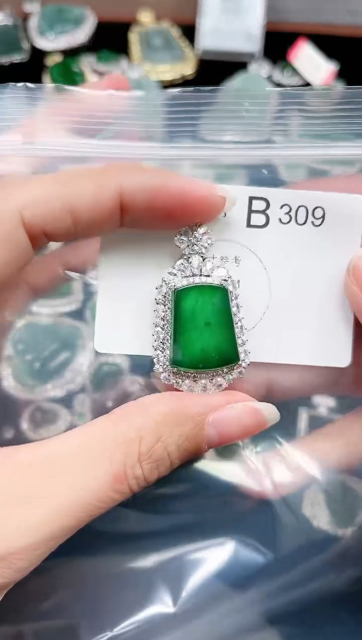 【闪购商品】翡翠颈饰未镶嵌赠皮绳309