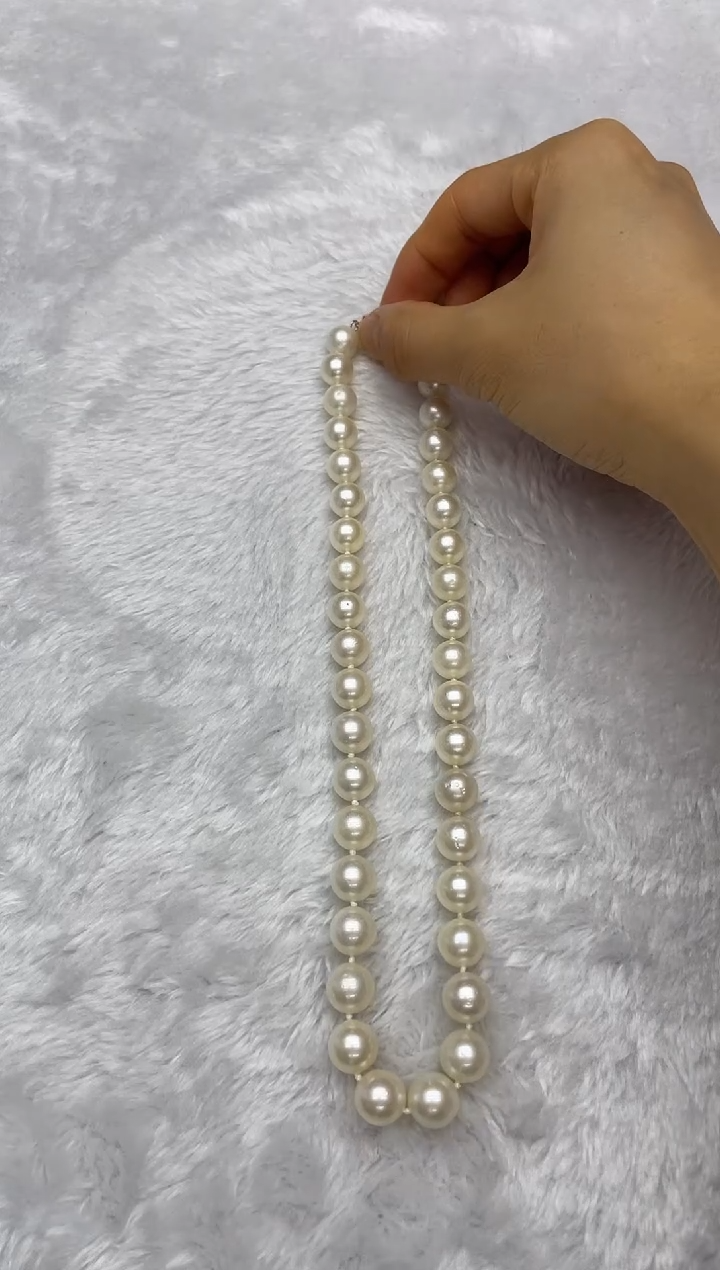 海水珍珠银S925镶嵌项链澳白9-12mm