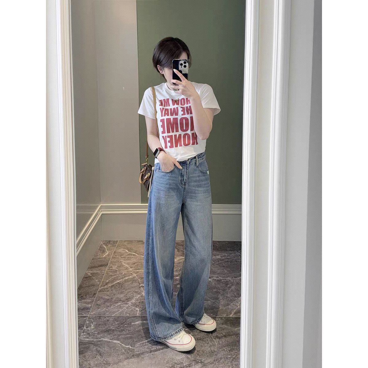 SU【900】花65 愫余 MWMA爆版新款百搭刺绣蓝标阔腿宽松牛仔裤~