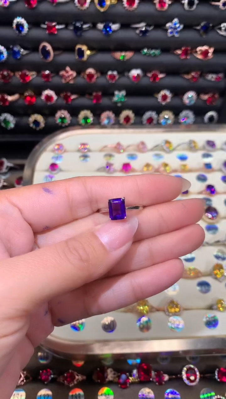 【闪购商品】水晶戒指银S925镶嵌白紫水晶79