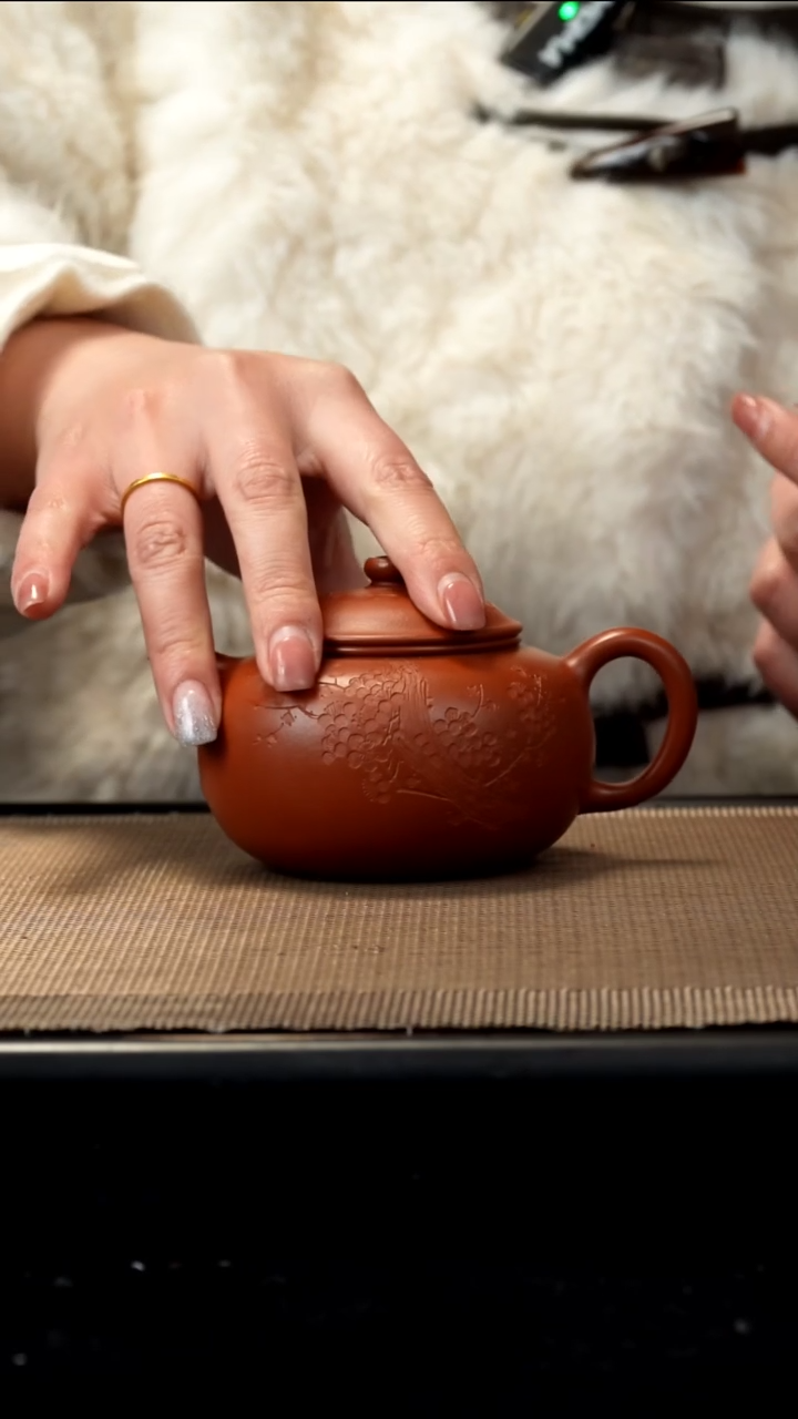 紫砂茶盏朱泥圆珠230CC