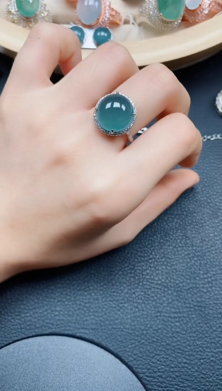 【闪购商品】翡翠戒指银S925镶嵌翡翠