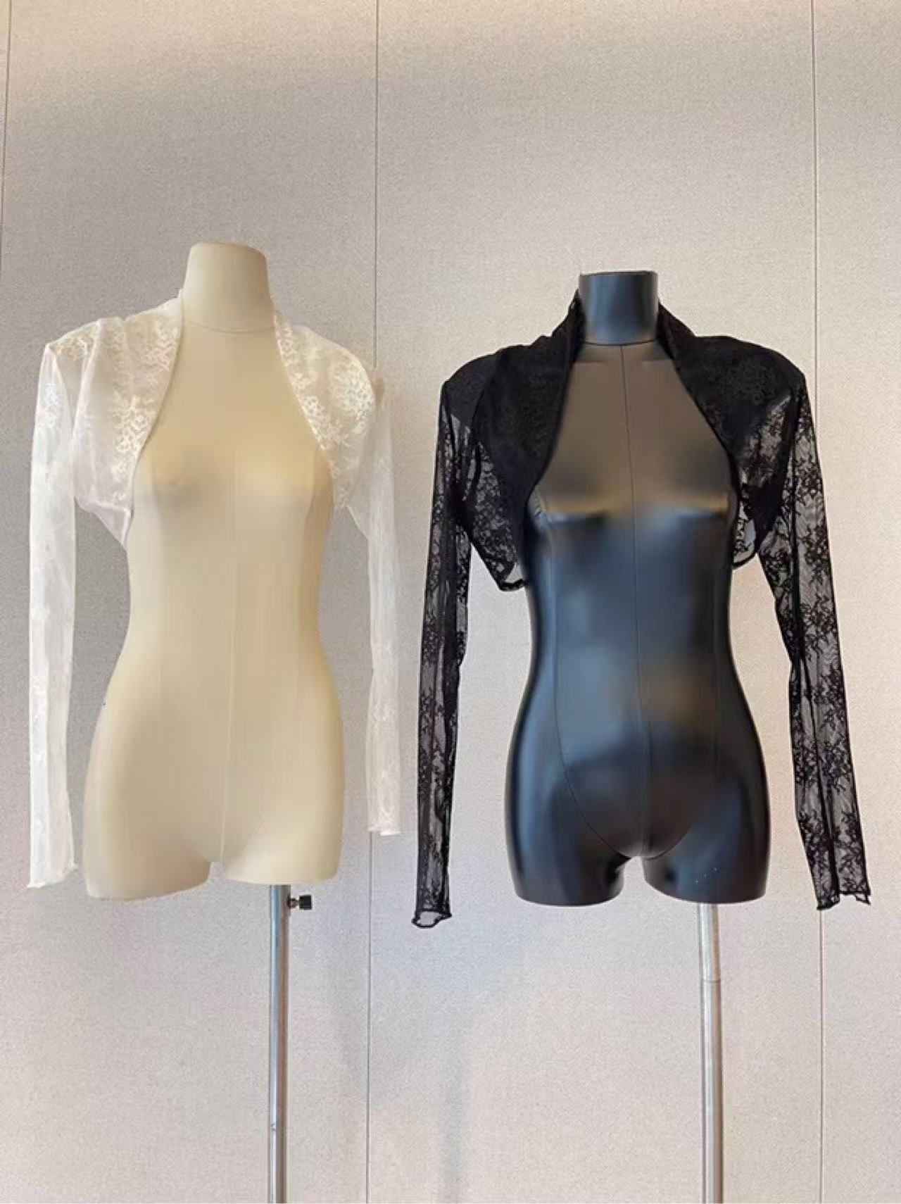 【镘镘】蕾丝长袖开衫配饰外套小坎肩披肩遮肉防晒上衣DY7048 