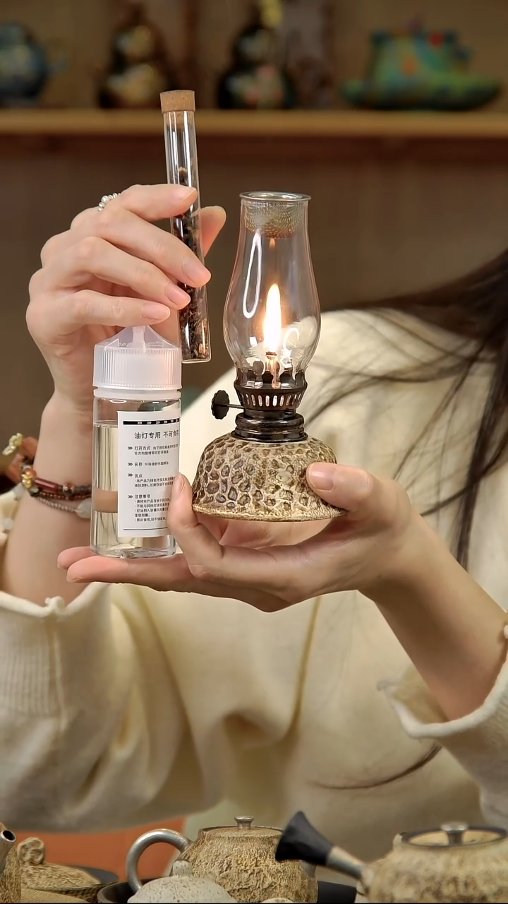 言野手作 粉引仿古锤纹油灯+酥油+玻璃香