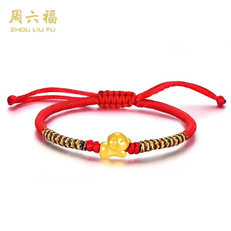ZHOU LIU FU/周六福足金十二生肖 “猪”手工绳HFGZ2143