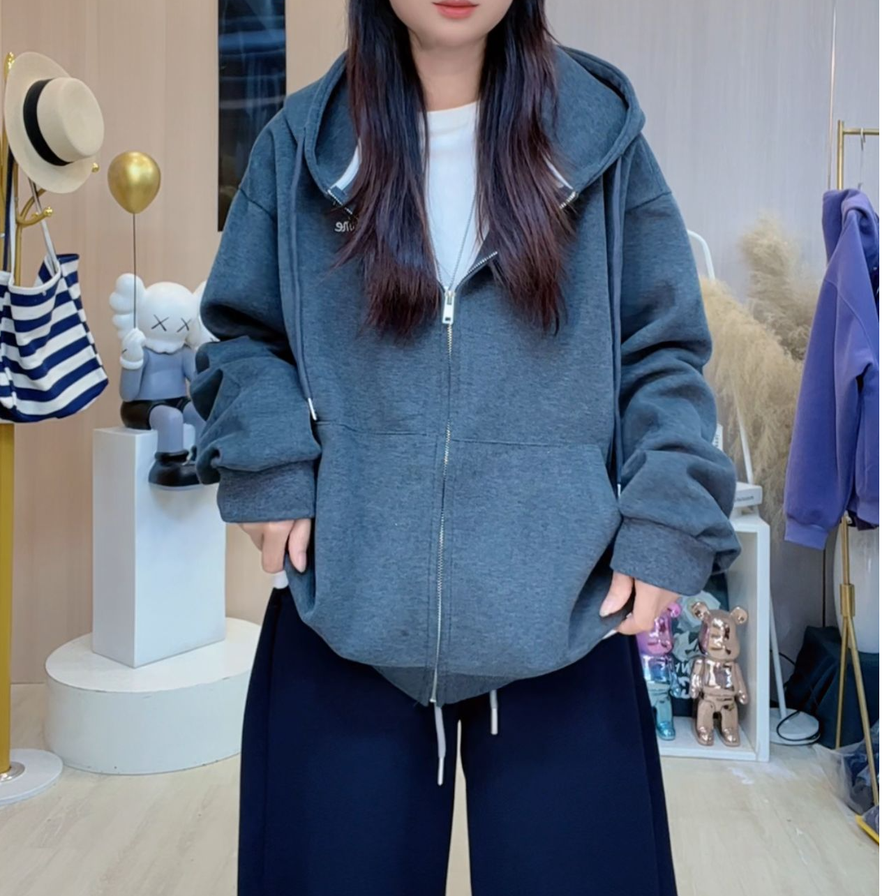 2025秋季新款女装韩版百搭休闲卫衣宽松拉链外套B181