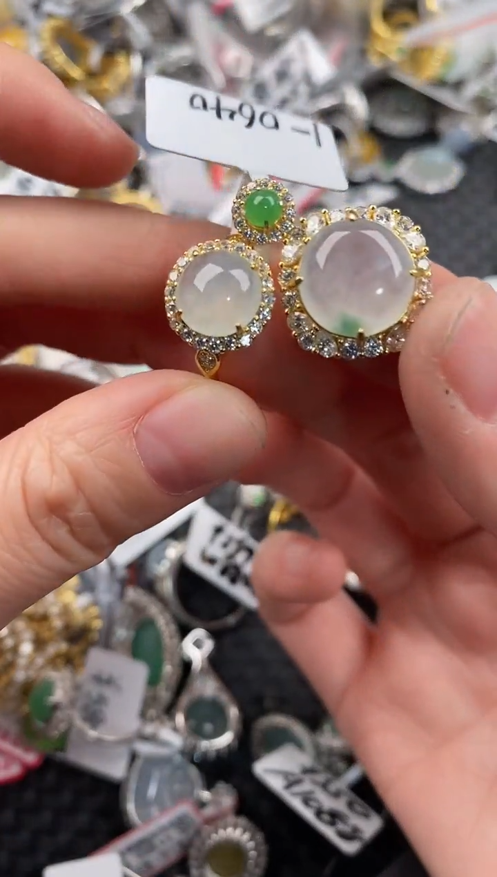 银S925镶嵌戒指翡翠999               9