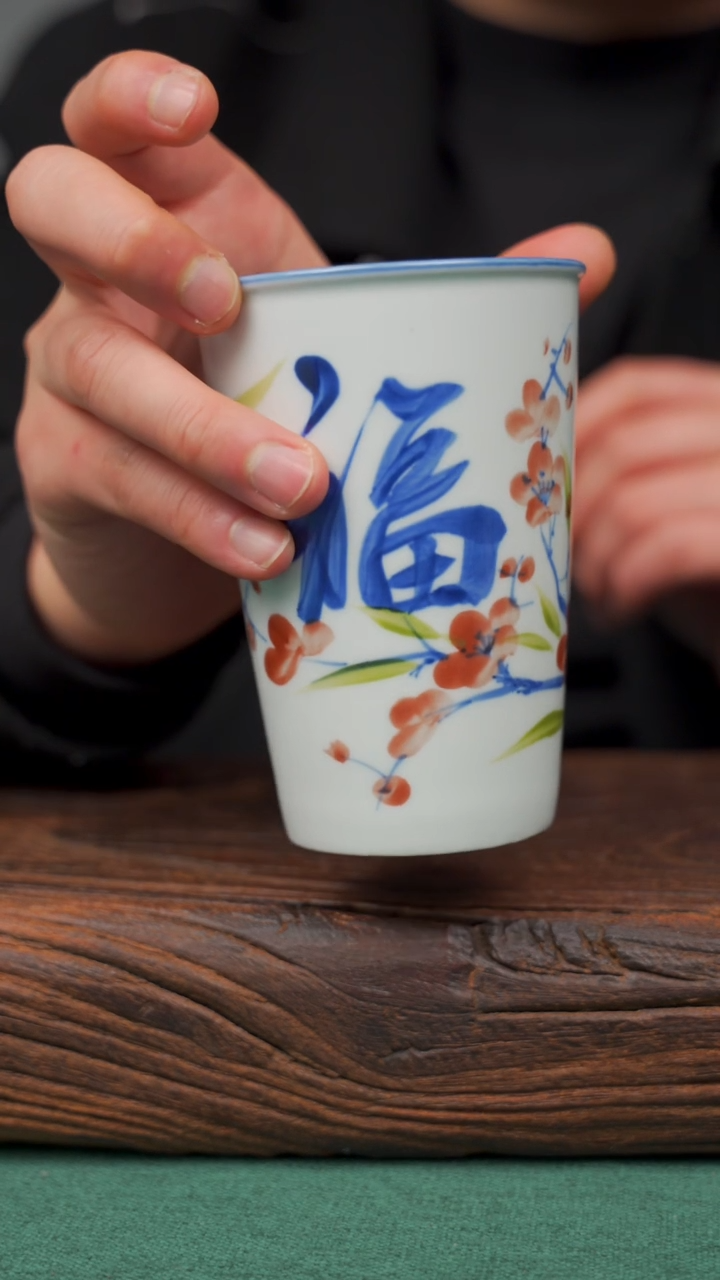 【闪购商品】瓷片95寻一缕瓷香杯釉下手工手绘瓷器