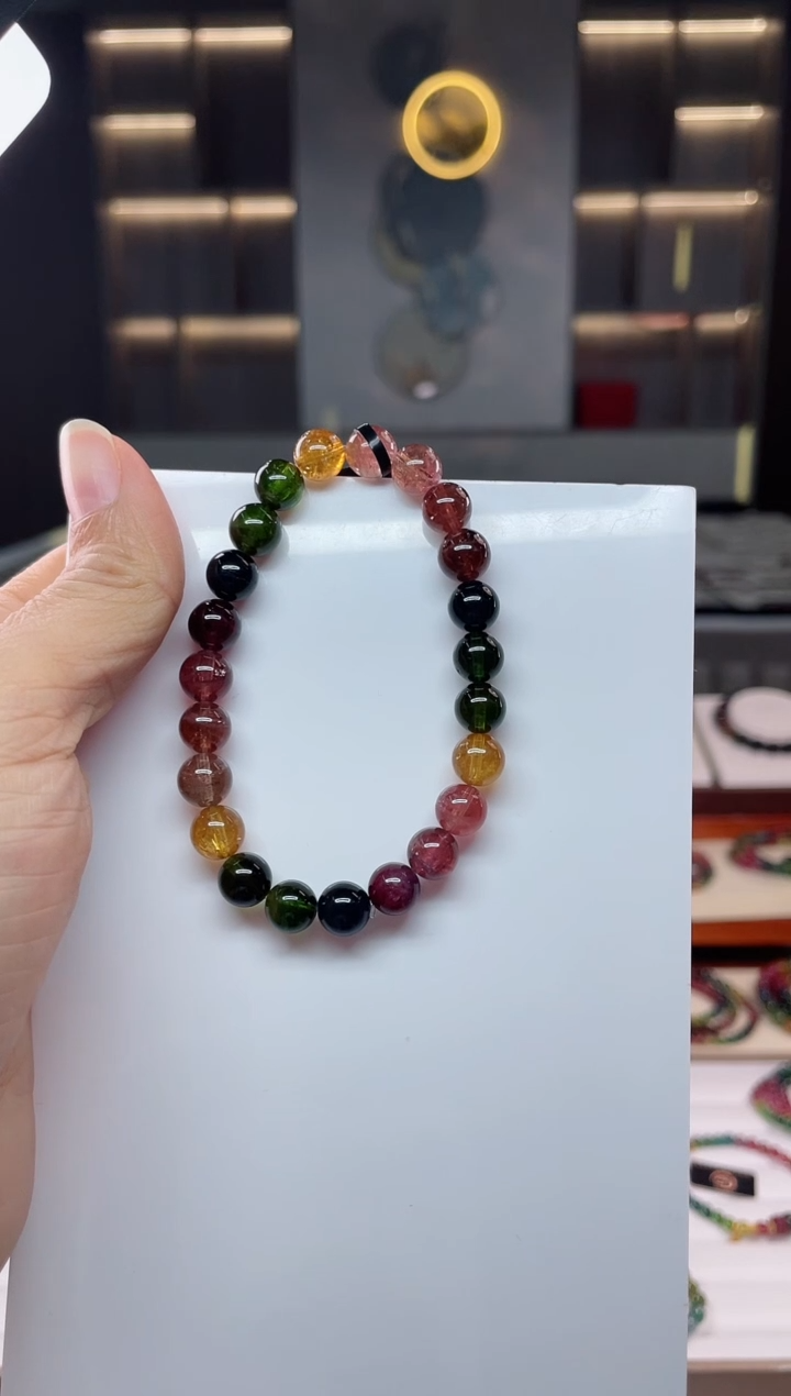 未镶嵌老矿碧玺单圈手串8mm+碧玺（多样性发一条）Q