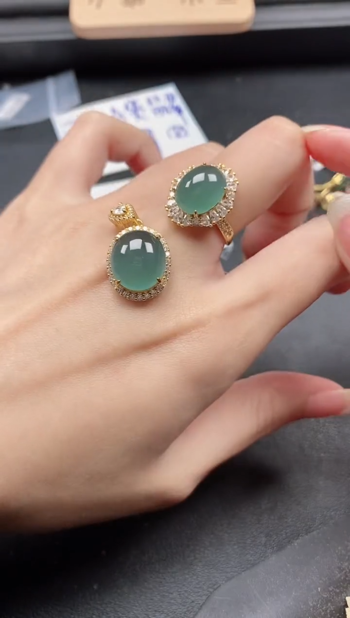 翡翠戒指银S925镶嵌51151