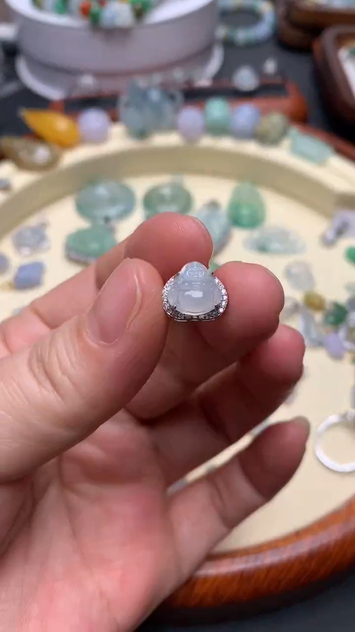 【闪购商品】翡翠颈饰银S925镶嵌翡翠镶嵌佛公