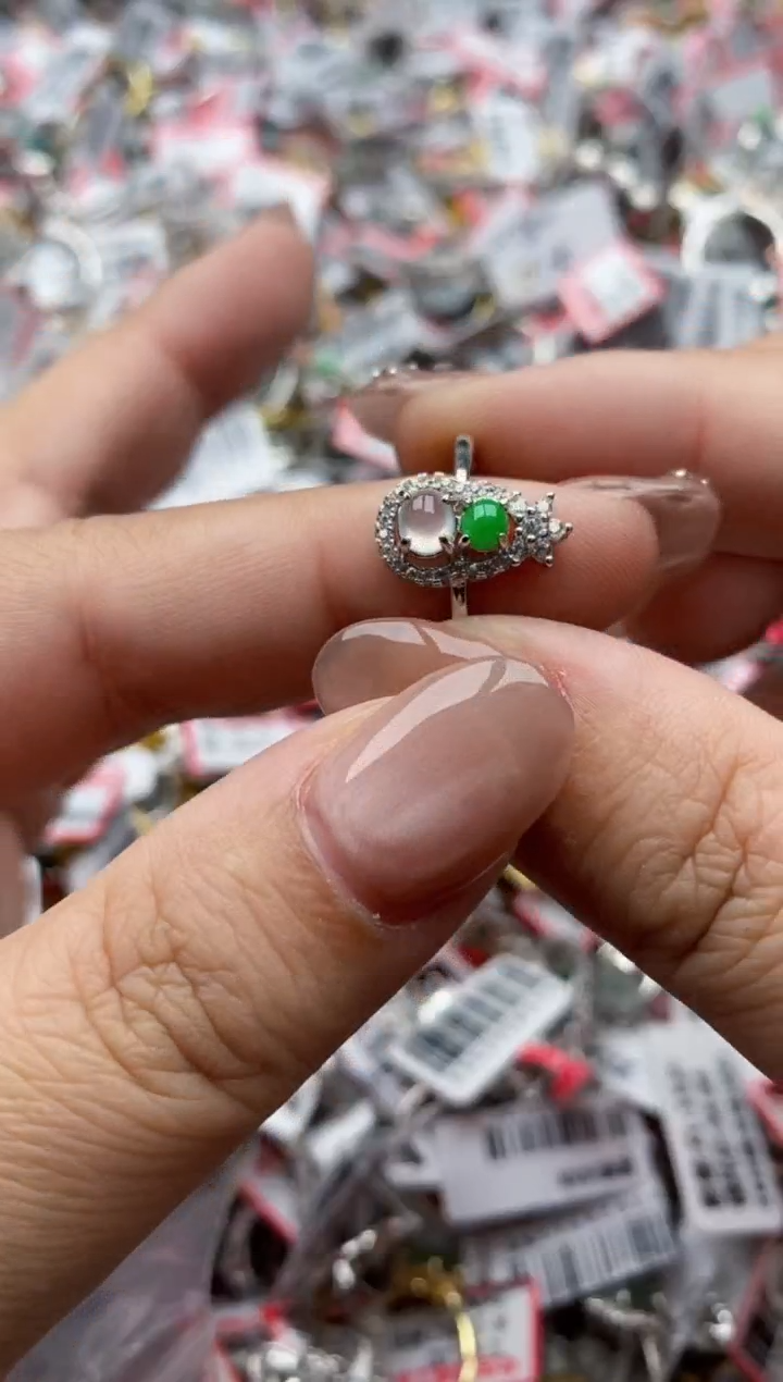 【闪购商品】翡翠戒指银S925镶嵌4444---1