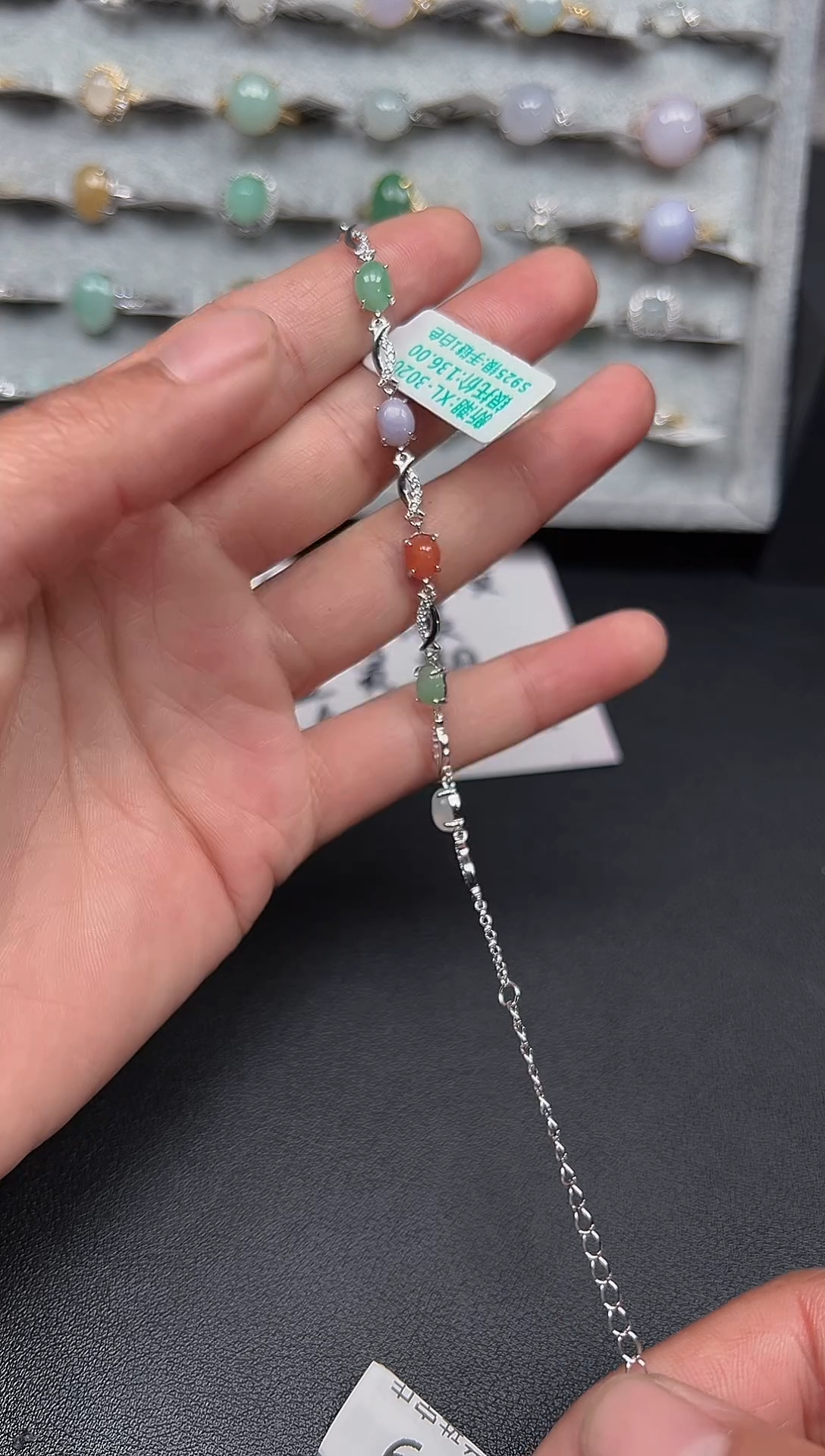 银S925镶嵌戒指翡翠友*吖戒指