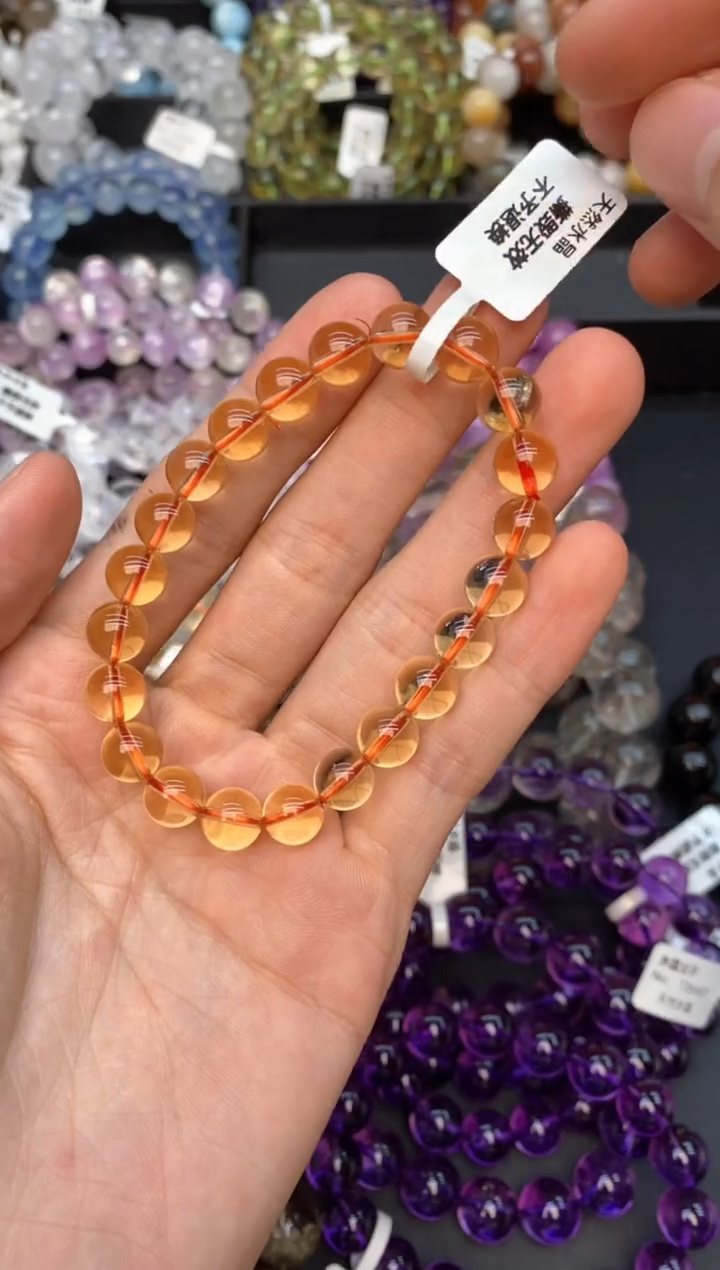 水晶手串未镶嵌8黄水晶8mm+