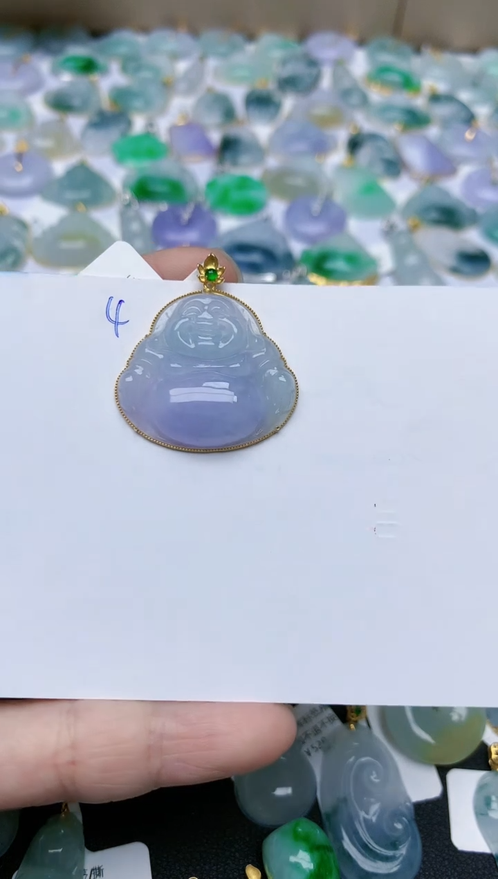 【闪购商品】翡翠颈饰18K金镶嵌天然翡翠A货    