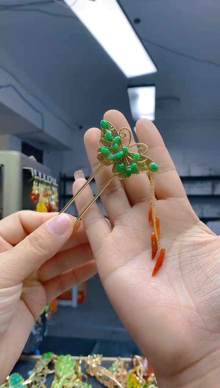 【闪购商品】翡翠耳饰合金0423翡翠发簪