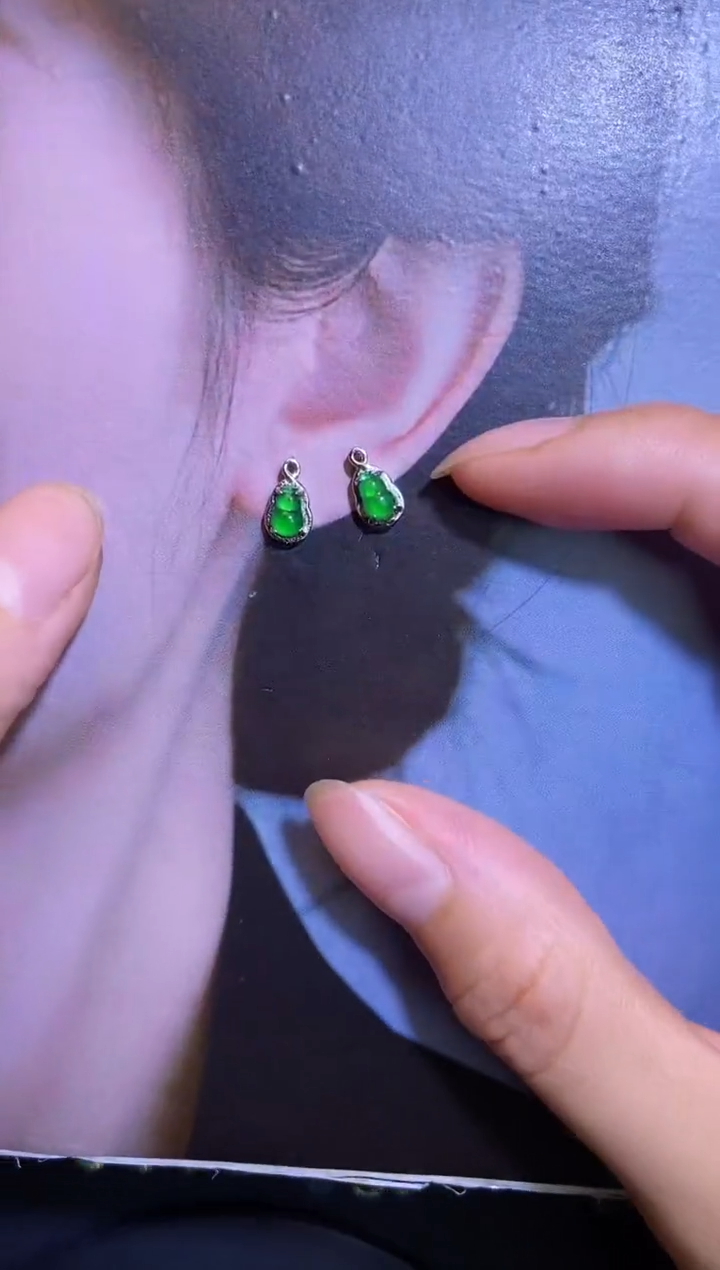 翡翠银S925镶嵌吊坠(不含链)天然A货翡翠