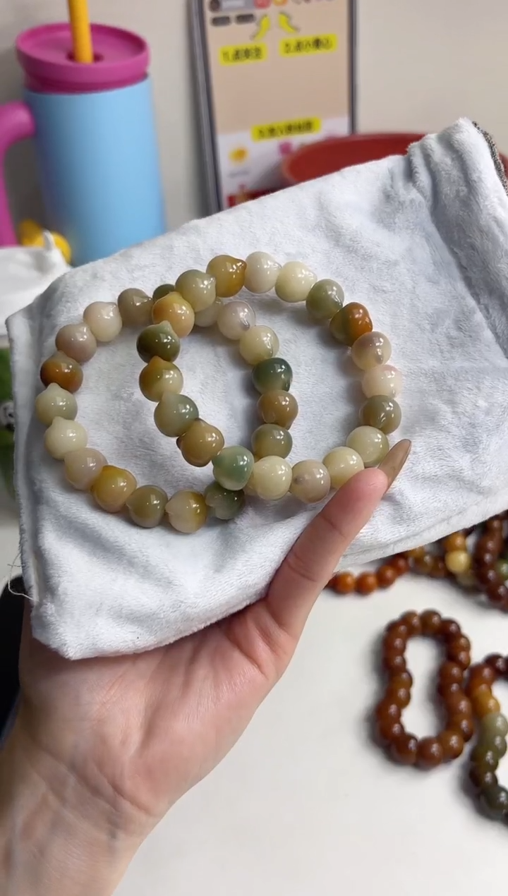 手串菩提根/象牙果沐m96紫美人玉化猫猫头13mm手串随机